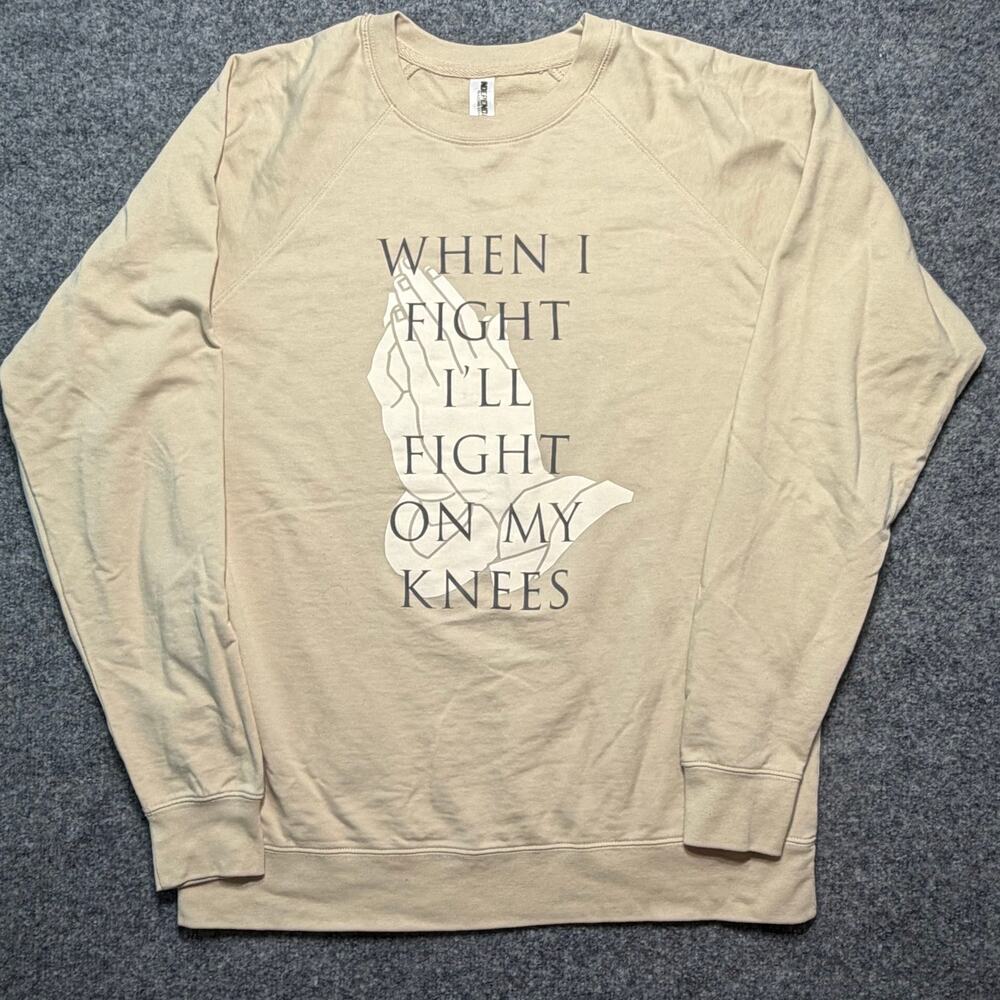 Independent‎ Trading Co Prayer Graphic Sweatshirt Large Tan Crewneck